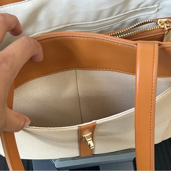 Rachel Zoe Canvas/Leather Three Compartment Tote Bag - Picture 6 of 6